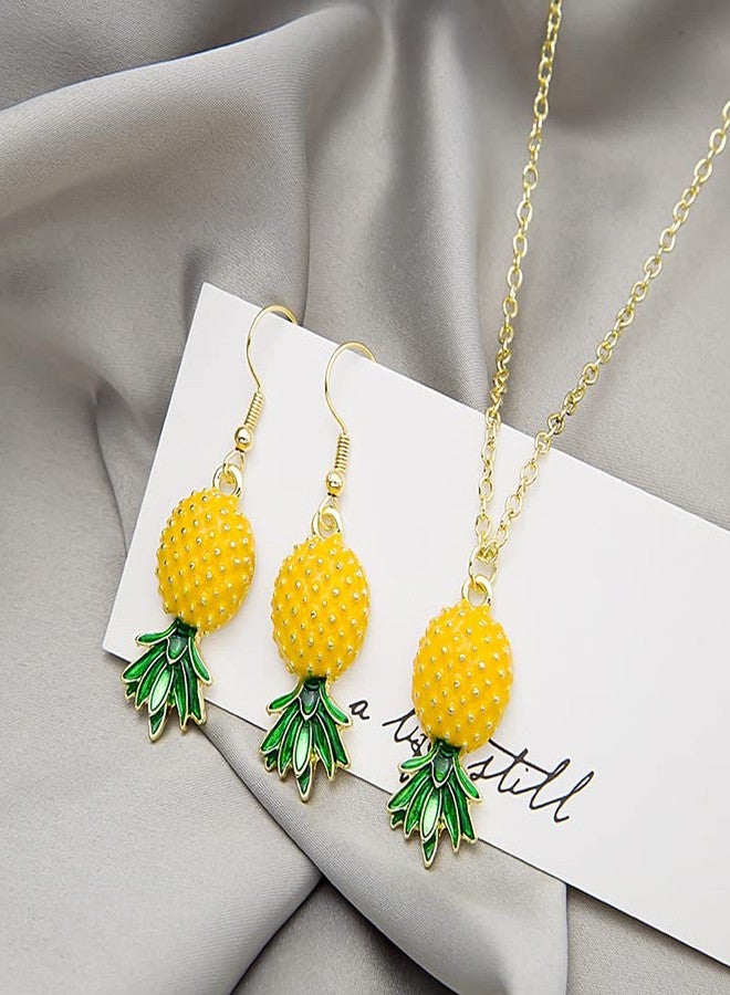POYAMUSE Lovely Tropical Fruits Jewelry Set, Pineapple Necklace Earrings Set for Tropical Destination Trip Jewelry Gift-pineapple - Image 5